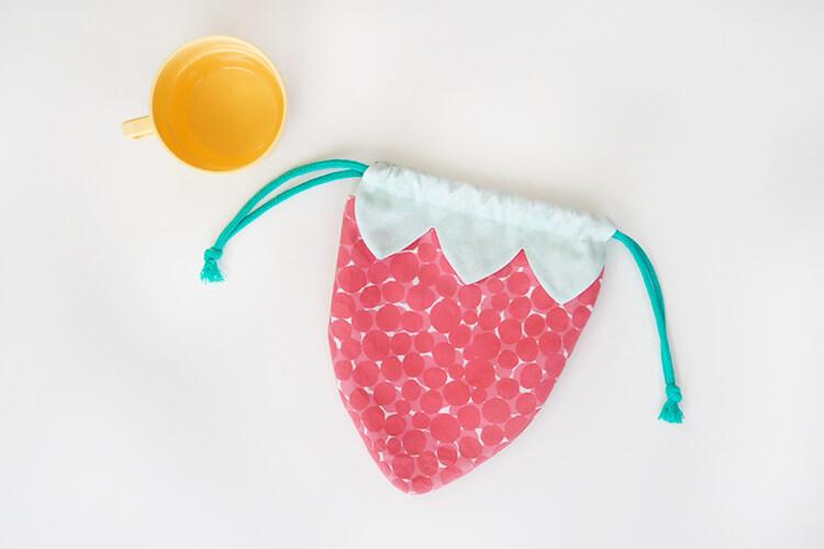 いちご巾着袋の作り方