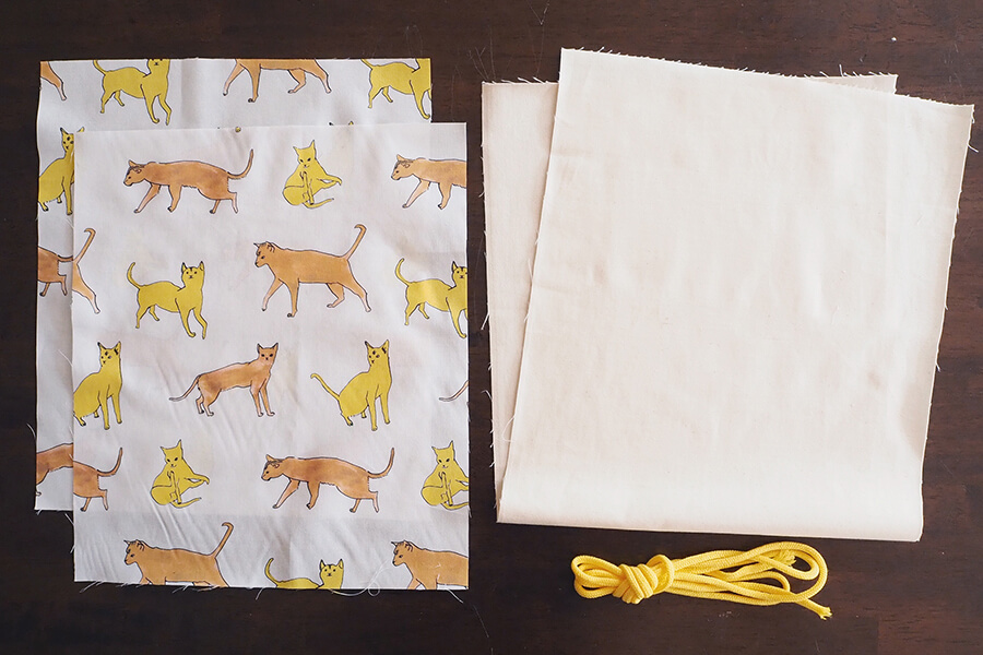 ２枚仕立て（裏地つき）の巾着袋の作り方【体操着袋サイズ】 | nunocoto fabric