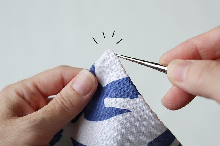 巾着袋の角をきれいにする方法