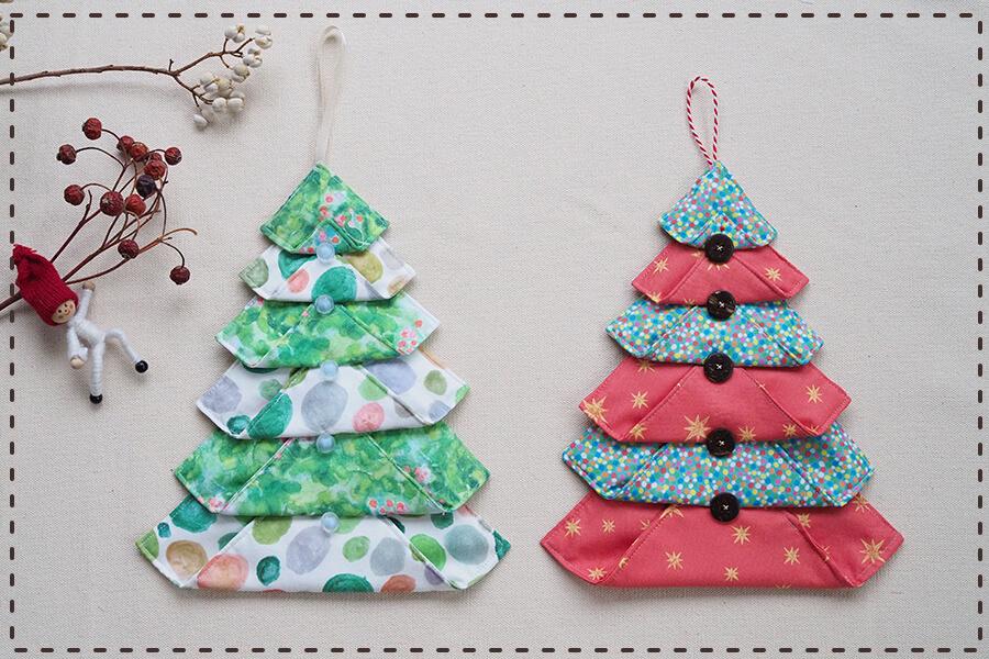 四角いパーツをつなげて作るパッチワーククリスマスツリー型紙不要  nunocoto fabric