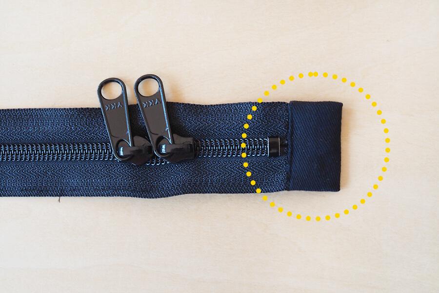 ポーチやバッグのファスナーの端を簡単に布で処理する方法