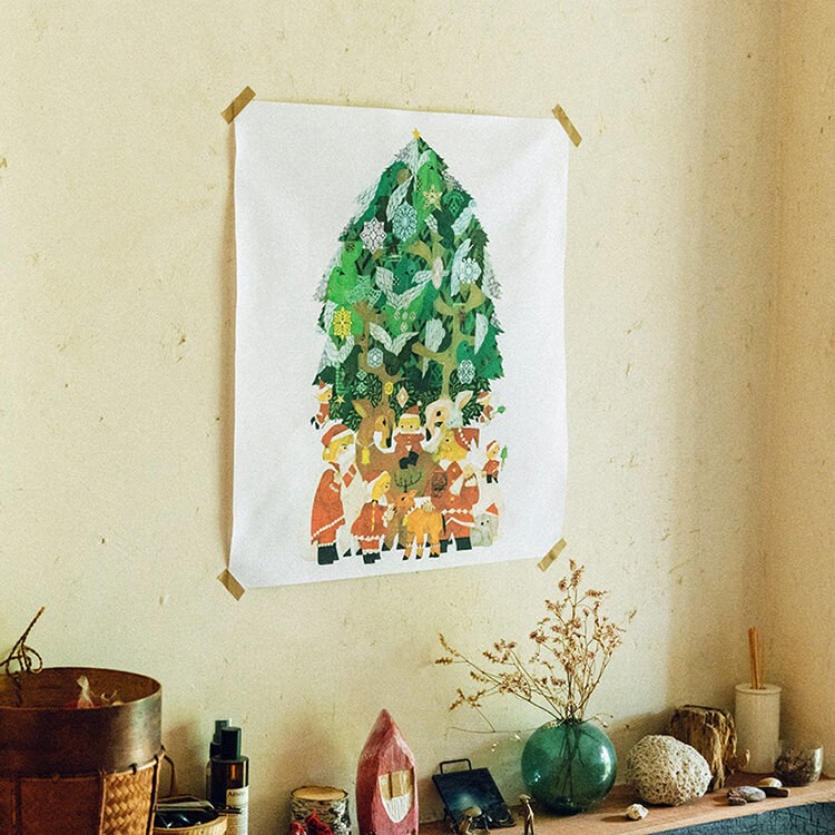 クリスマス　ツリー　タペストリー　飾り方