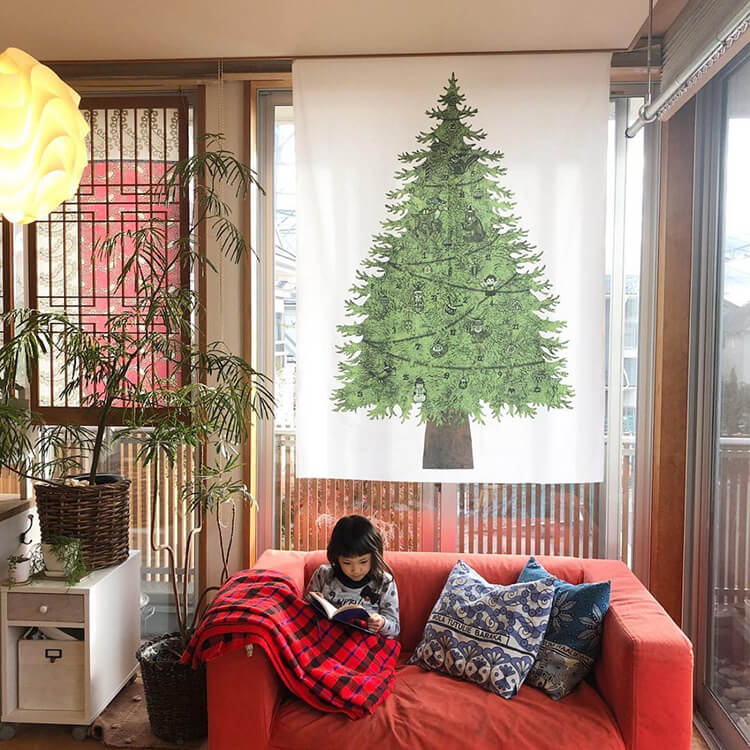 クリスマス ツリー タペストリー