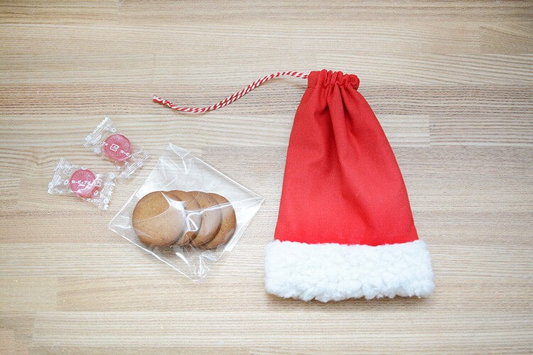 クリスマス サンタ帽 巾着 作り方