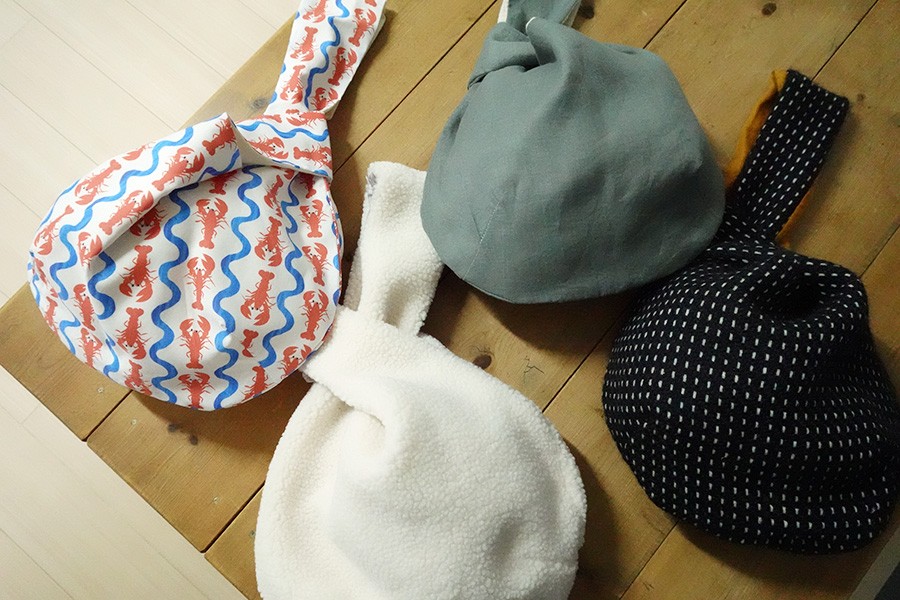 しじみバッグ　ボア生地　型紙　作り方