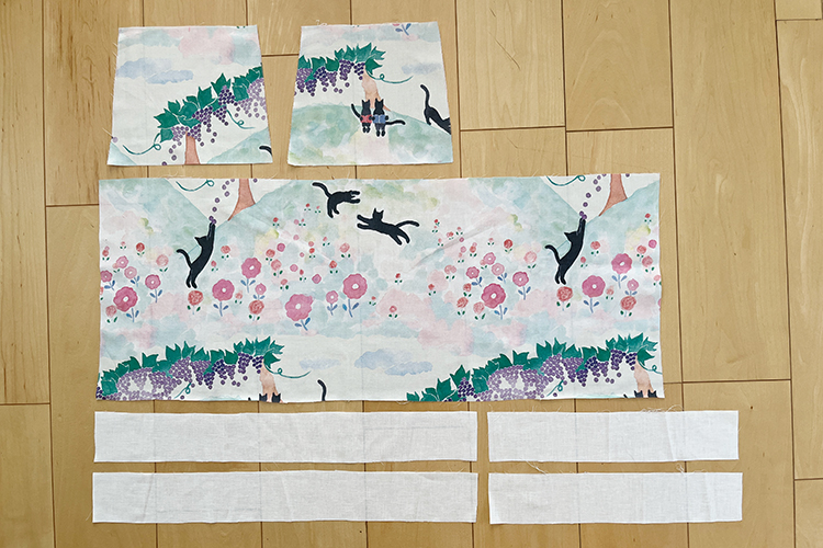 2枚仕立て（裏地つき）のフリル巾着袋の材料